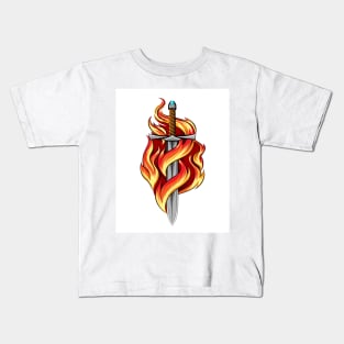 Sword Burning in a Flame Tattoo Kids T-Shirt